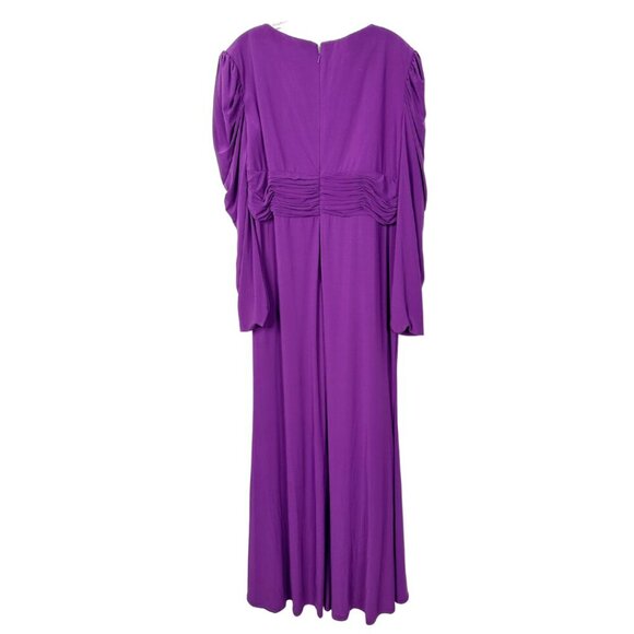 NWT Mac Duggal Princess Long Sleeve Keyhole Neck Jersey Dress Plum 14W - Picture 5 of 8